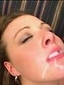 Blonde teen with braces gets cummed on by two cocks